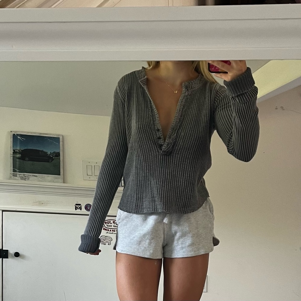 Free People Thermal Long Sleeve button down